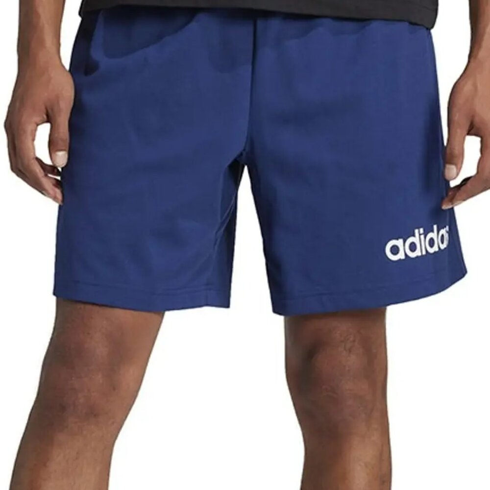 NWT M Tall adidas Men’s Essentials Linear 7" Shorts – Dark Blue/White